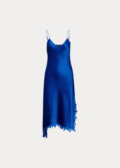 Vestidos Polo Ralph Lauren Mujer Azules - Lace-Trim Satin Slip - QVWPU8625